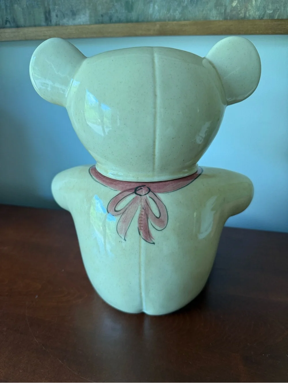 Ceramic Cream and Mauve Bear vintage cookie jar